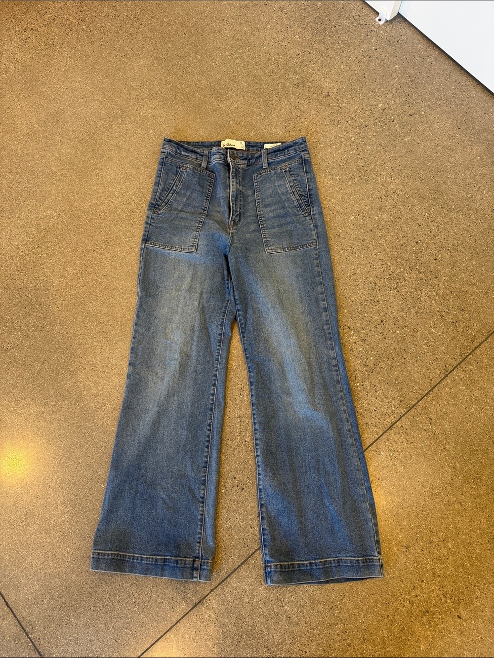 Sam Edelman Wide-Leg High-Rise Jeans - Medium Blue Wash